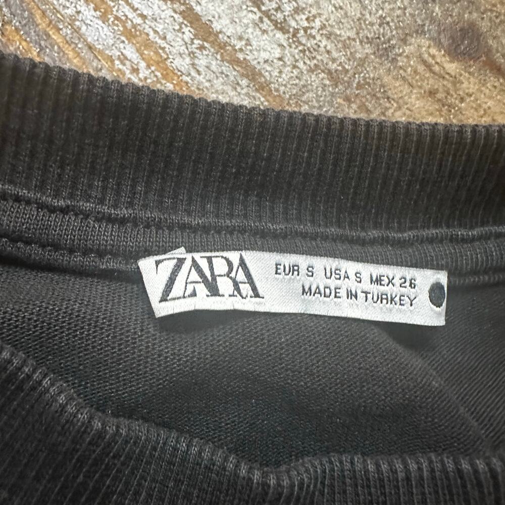 Zara Black Cropped Top sz S Short sleeve tee - Picture 4 of 4